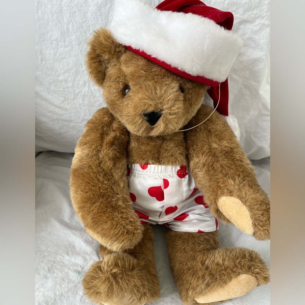 🛍️Vermont Teddy Bear with Santa Hat and Heart Shorts